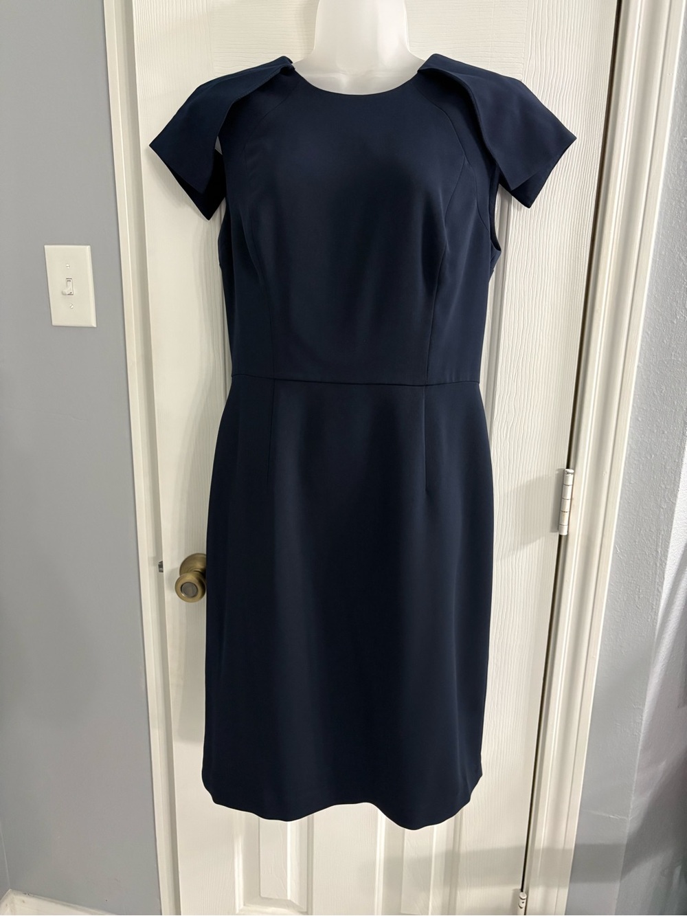 ANTONIO MELANI Navy Cap-Sleeve Sheath Dress